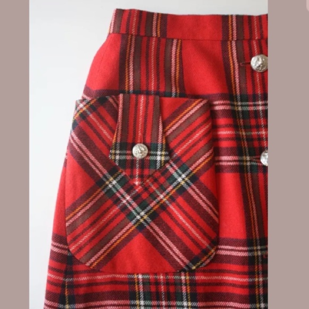 Streetstyle Vintage Plaid Button Front Maxi Skirt - Picture 5 of 7